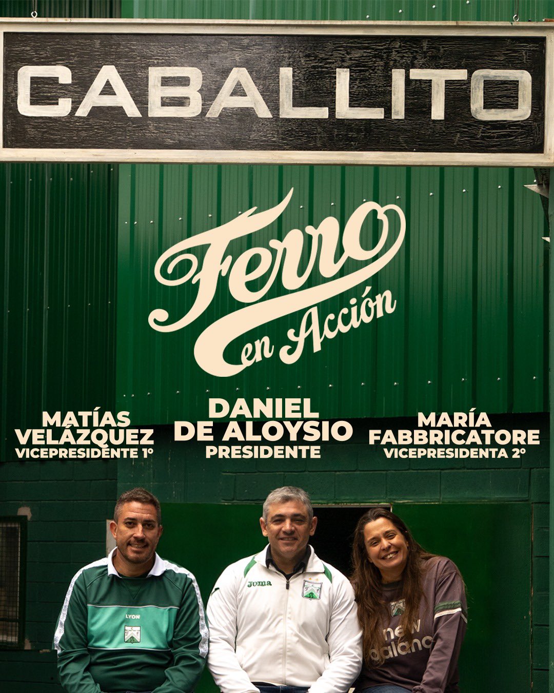 Daniel de Aloysio, Matías “Maroca” Velázquez y María Fabbricatore, candidatos de Ferro en Acción para las elecciones del 27 de septiembre de 2026